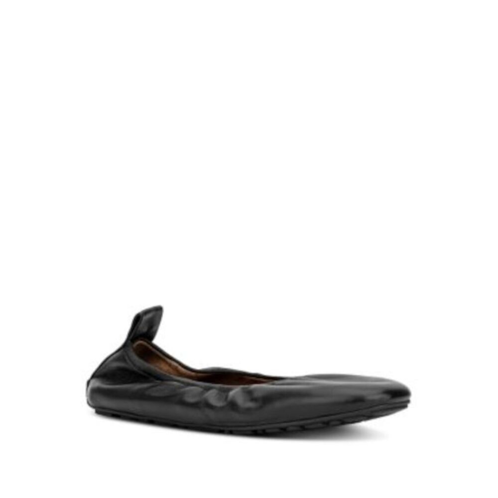 AQUATALIA Womens Black Pull Tab Quortney Square Toe Leather Ballet Flats 7 M